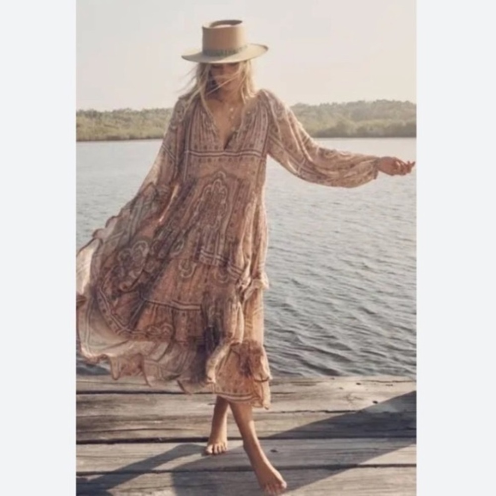 Spell X Elle Ferguson Collaboration Rumor Print Elle Gown Dusty Pink L